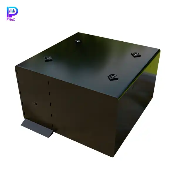 PYinC large soundproof pod in black, featuring solid wall construction and double doors.